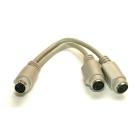 6in Mini DIN 6-Pin Male Dual Female Y-Splitter Cable PS2 Beige MiniDin6